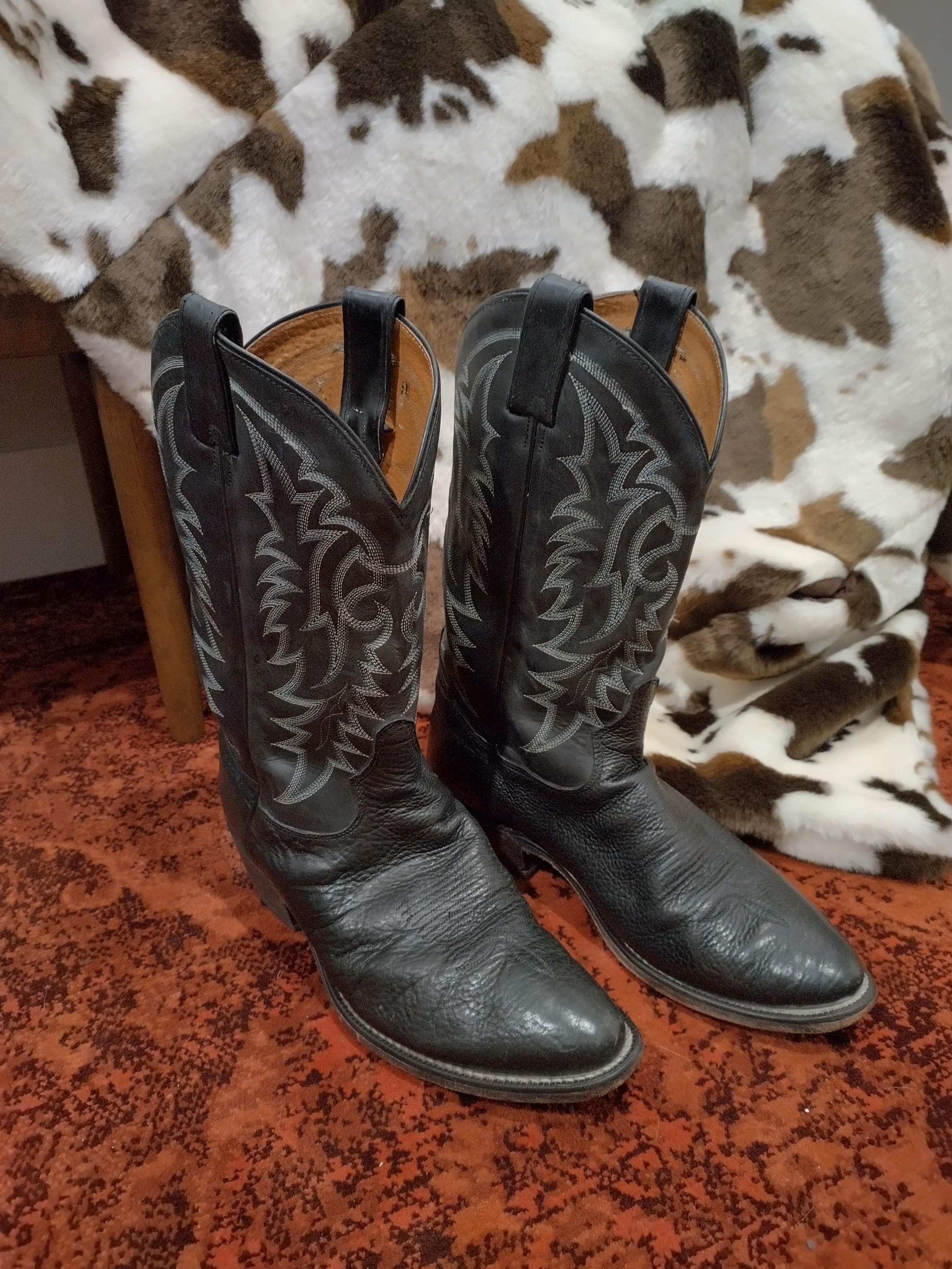 Vintage Tony Lama Black Boots - Etsy