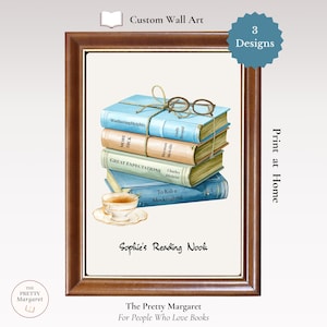 Regalo personalizzato per gli amanti dei libri / Stampa personalizzata per la pila della biblioteca / Decorazione murale per insegnanti / Download digitale