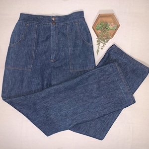 Vintage Jeans Women’s Dark Denim, Back Stretch Waist 27in To 31in., High Waist, Wide Leg, Sears 70s / 80s, High Rise