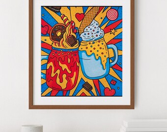 Pop Art Milkshake Print: Retro Kitchen Comic Poster (Digital Download)