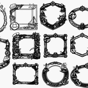 Bilderrahmen Set, Maritim, SVG, Lasercut, engrave, Gravieren, Vorlage