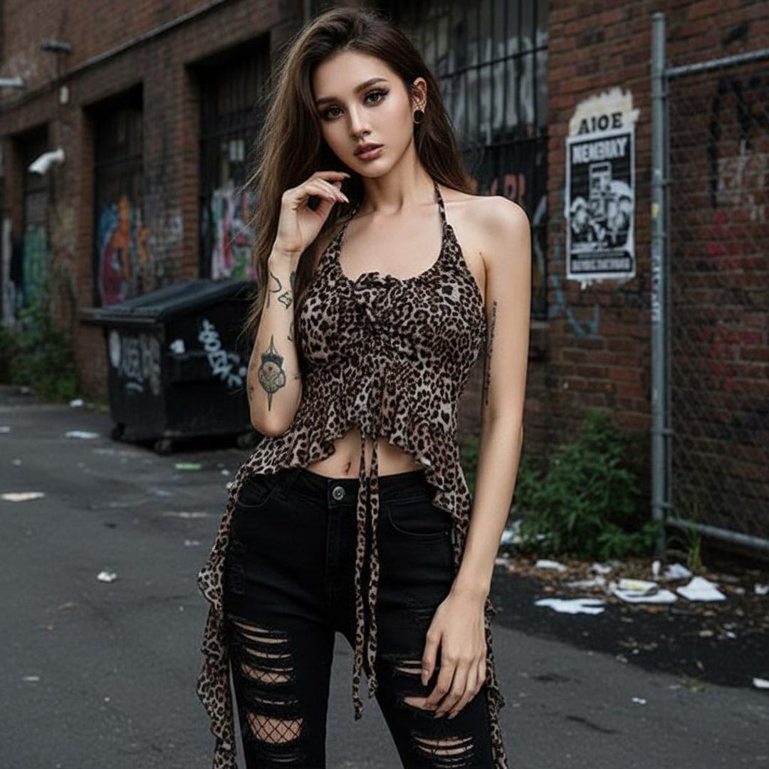 Leopard Print Halter Top – Ribbon Tie Waist Vest – Chic Summer Fashion ...