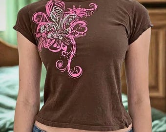 y2k rhinestone baby tee, grunge emo crop top, gothic emo alt shirt, edgy y2k t shirt, harajuku streetwear, punk aesthetic top