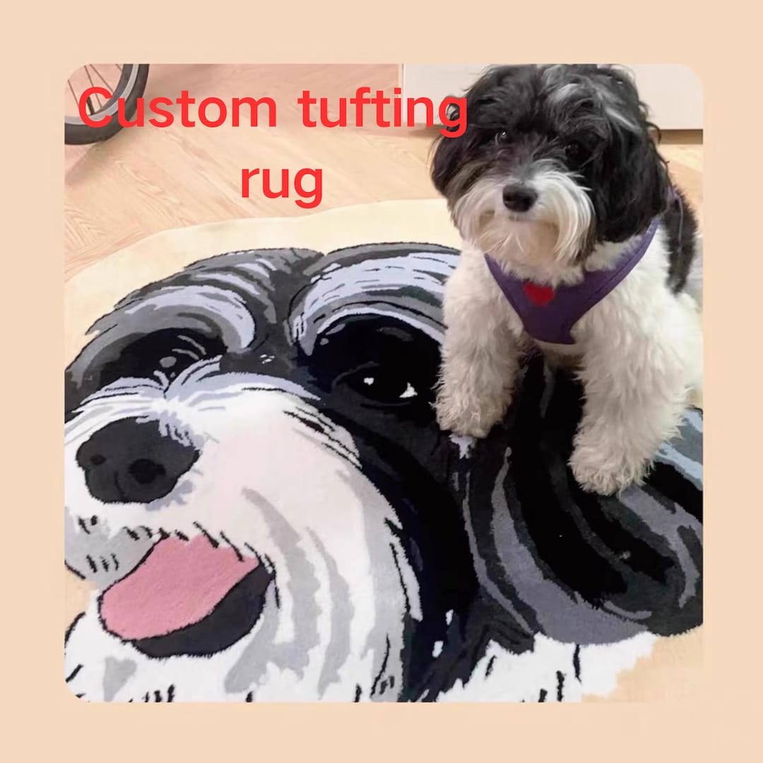 Dogtooth Rug Custom Tufted Pet Rug, Personalized Animal Design, Handmade Acrylic Rug ...
