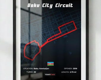 Baku City Circuit Poster | Formula 1 Race Track Wall Art (Digital Download)