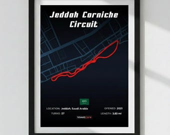Jeddah Corniche Circuit Poster | Formula 1 Race Track Art (Digital Download)