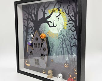 Halloween Shadow Box: 3D Spooky Gothic Home Decor, 12x12 Black Frame