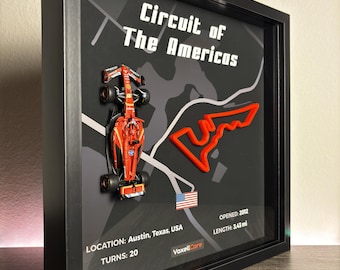 3D Printed F1 Track Shadow Box: Circuit of Americas F1 Diecast Car