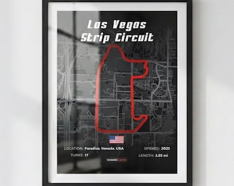 Las Vegas Strip Circuit Poster in Black | Digital Download | Formula Race Track Wall Art