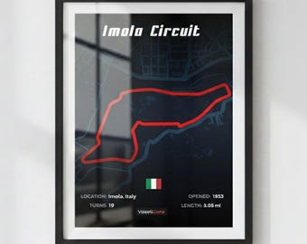 Imola Circuit Poster in Dark Blue | Digital Download | Formula 1 Race Track Wall Art