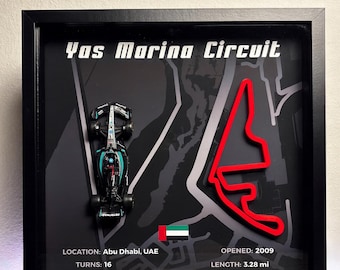Yas Marina Circuit Shadow Box | F1 Diecast Car, Motorsport Art
