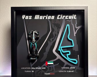 Abu Dhabi Yas Marina Track Shadow Box | F1 Circuit Map Art | Motorsport Gift