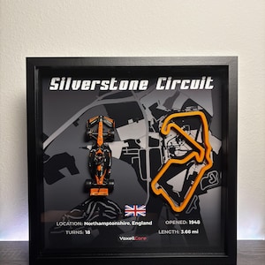 Silverstone Circuit Shadow Box: F1 Diecast Car, Motorsport Wall Art