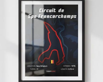 Spa-Francorchamps F1 Race Track Poster | Dark Blue (Digital Download)