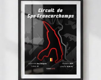 Circuit de Spa-Francorchamps Poster in Black | Digital Download | Formula 1 Race Track Wall Art