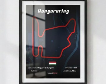 Hungaroring Circuit Poster in Dark Blue | Digital Download | Formula 1 Race Track Wall Art