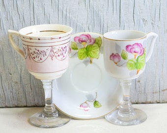 Vintage Teacup Shot Glasses: Upcycled Liqueur Set