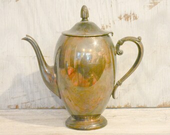 Vintage Silver Teapot, Tarnished aged patina, Old silver teapot, epc bristol silver