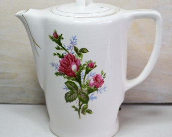 Vintage Ceramic Teapot: Rose Motif, Gold Accents (Decorative)