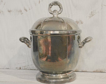 Vintage Silver Ice Bucket, Tarnished aged patina, Oneida silver ice bucket, Collectible