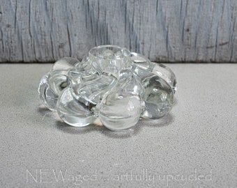 Clear Glass Taper Candleholder: Vintage Collectible Decor