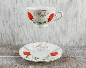 Tea cup wine glass, teacup wine glass, gift for mom, mothers wine glass, unique wine glass, cottage chic, repurposed, upcycled