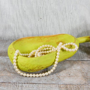 Shabby chic wood bowl, pear shaped, rustic home décor, jewelry holder, cute jewelry holder image 1