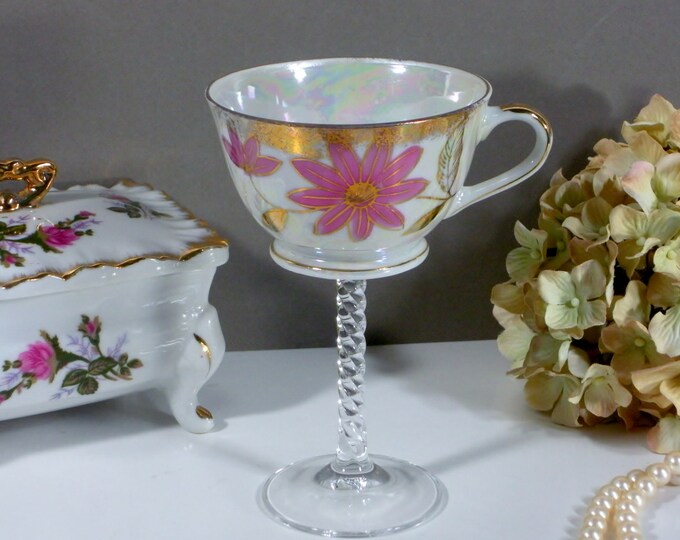 Vintage Tea Cup Wine Glass / Teacup Wine Glass / Wedding Wine Etsy