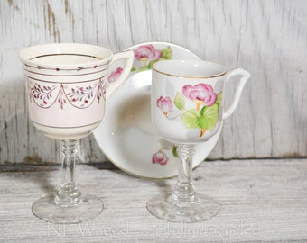 Wedding shot glasses, fireball shot glasses, shot glass with a stem, unique shot glass, fun shot glass, vintage teacups, cute shot glass