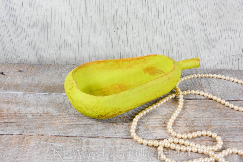 Shabby chic wood bowl, pear shaped, rustic home décor, jewelry holder, cute jewelry holder image 4