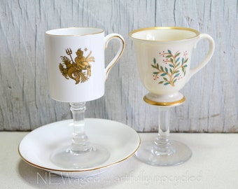 Vintage Teacup Shot Glasses: Upcycled Liqueur Glass Set