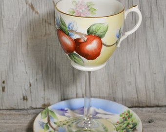 Wine glass, wine glass with stem, wine glass for friends, Tea cup wine glass, teacup wine glass, unique wine glass, cute wine glass