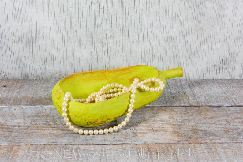 Shabby chic wood bowl, pear shaped, rustic home décor, jewelry holder, cute jewelry holder image 5