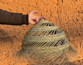 Straw ball pendant light, straw lampshade , Moroccan Handmade Palm Leaf Chandelier