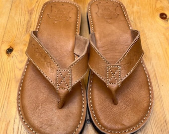 Handmade Moroccan Leather Toe Loop Sandals – Men’s Genuine Leather Flip Flops – Comfortable sandal