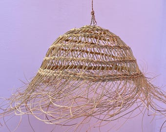 Straw ball pendant light, straw lampshade , Moroccan Handmade Palm Leaf Chandelier