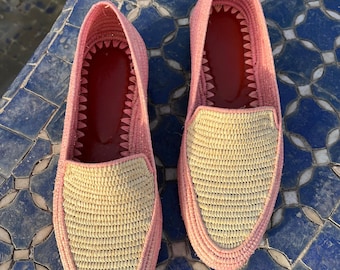 Handmade Moroccan Raffia Loafers: Men's Wedding Summer Shoes