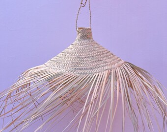Handmade palm leaf pendant light , moroccan boho light fixture