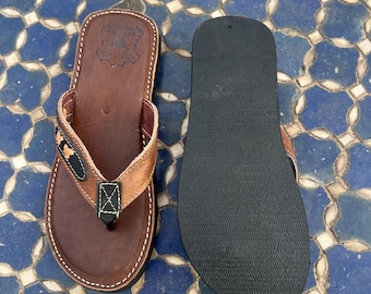 Handmade Moroccan Leather Sandals: Genuine Leather Men's Slippers