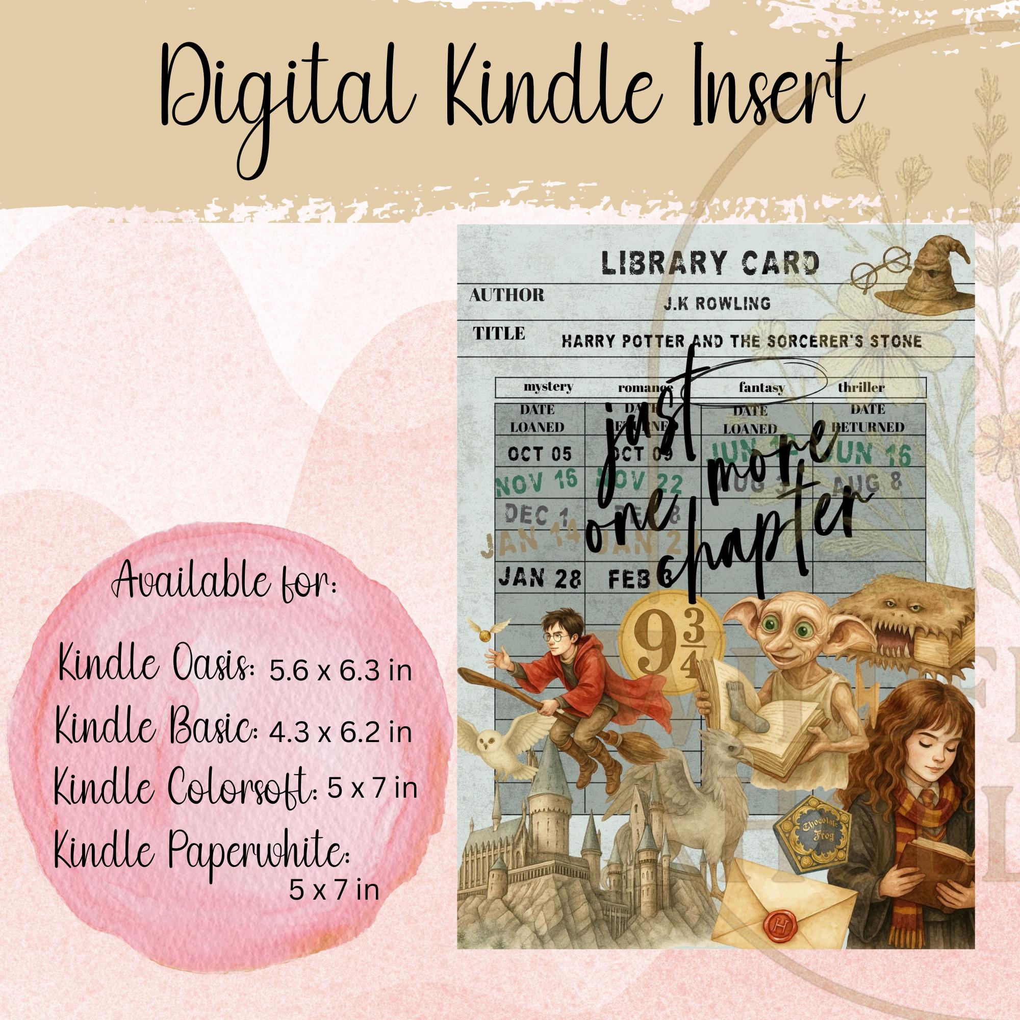 Wizarding World Library Card Kindle Insert - Etsy