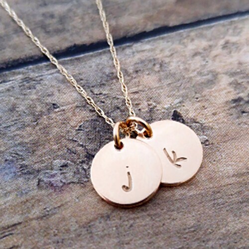 Solid Gold Initial Necklace 