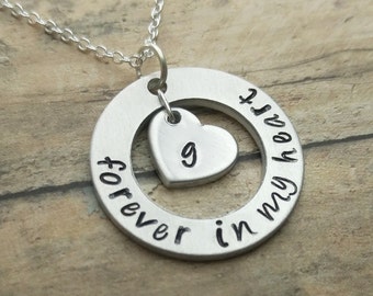 Forever In My Heart Necklace, Memory Necklace, Loss of A Loved One, RIP Necklace, Never Forgotten, Sympathy GIft, Family Member, Friend