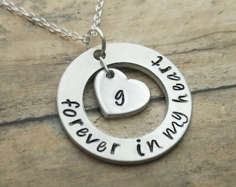Personalized Memorial Necklace: Forever In My Heart, Sympathy Gift