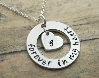 Personalized Memorial Necklace: Forever In My Heart, Sympathy Gift