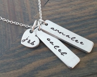 Personalized Necklace // Necklace with Kids Names and Parents Initials // Family Necklace