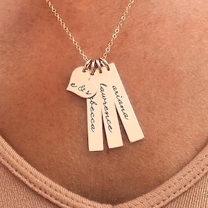 Collar para mamá, collar con nombres de niños, collar de barra vertical