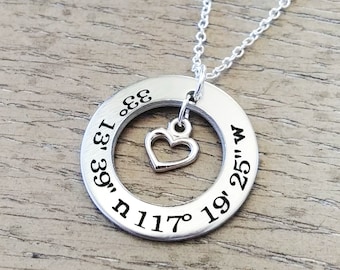 Collar de coordenadas: regalo personalizado de latitud y longitud