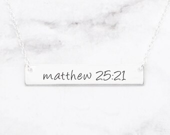 Bible Verse Necklace, Bible Jewelry, Scripture Necklace, Christian Necklace, Matthew 2521 Necklace