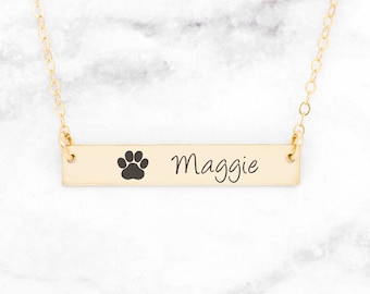 Dog Necklace, Puppy Necklace, Custom Pet Jewelry, Paw Print Necklace, Personalized Dog Pendant