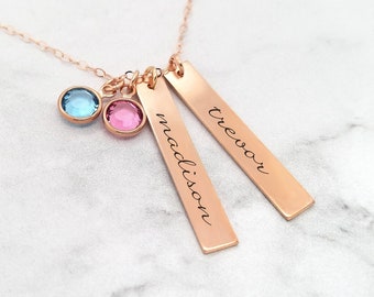 Colar com nome personalizado para crianças • Colar com nome de pedra de aniversário • Colar personalizado para mãe • Novas joias para mãe